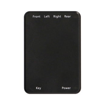 iBeam TE-TSI4 universal switcher 4-camera input controller with labeled buttons for Front, Left, Right, Rear, Key and Power.