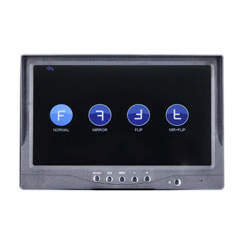  Universal wireless 7-inch monitor settings display with brightness, contrast, and hue adjustments for commercial camera use.