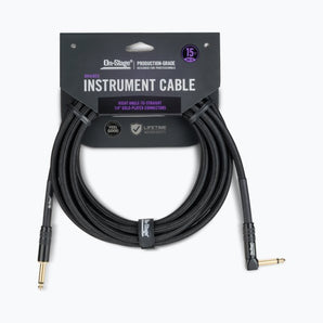 On-Stage OSPRO-ICR-15 Production-Grade Braided Instrument Cable (Right Angle to Straight) 15 ft