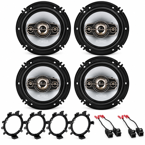2 Pairs Absolute TQ-654 6.5" 4-Way Car Speakers + GMSB345 GM Speaker Adapters + 72-4568 Harnesses 4-Speaker Front & Rear Upgrade Kit