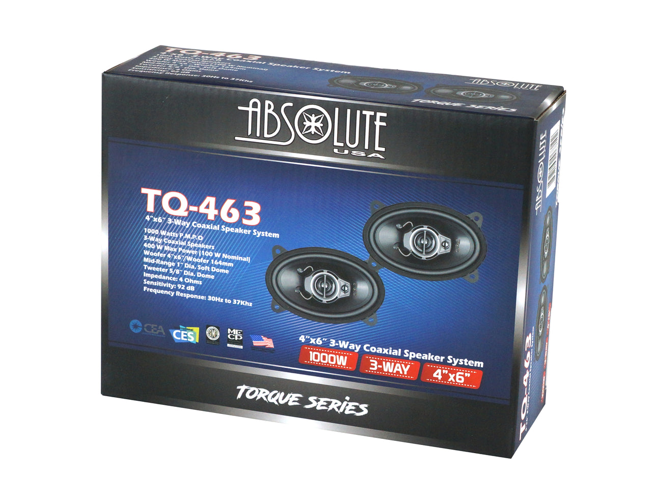Absolute TQ-463 4X6" 400W 3-Way full-range Coaxial Loudspeakers Car Speakers