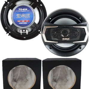 2 Pair Absolute TQ-654 6.5" 400W 4-Way Speakers + 6X9" Enclosure Empty Box