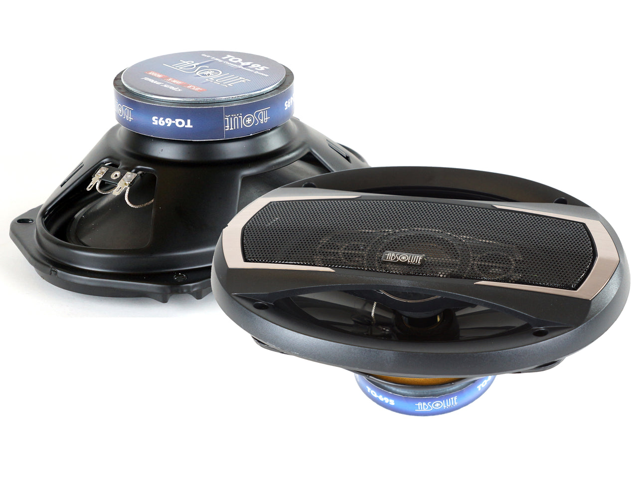 2 Absolute TQ-695 6x9" 5-Way Coaxial Car Speakers 600W Pair Carbon Fiber Cone Full-Range Audio Upgrade