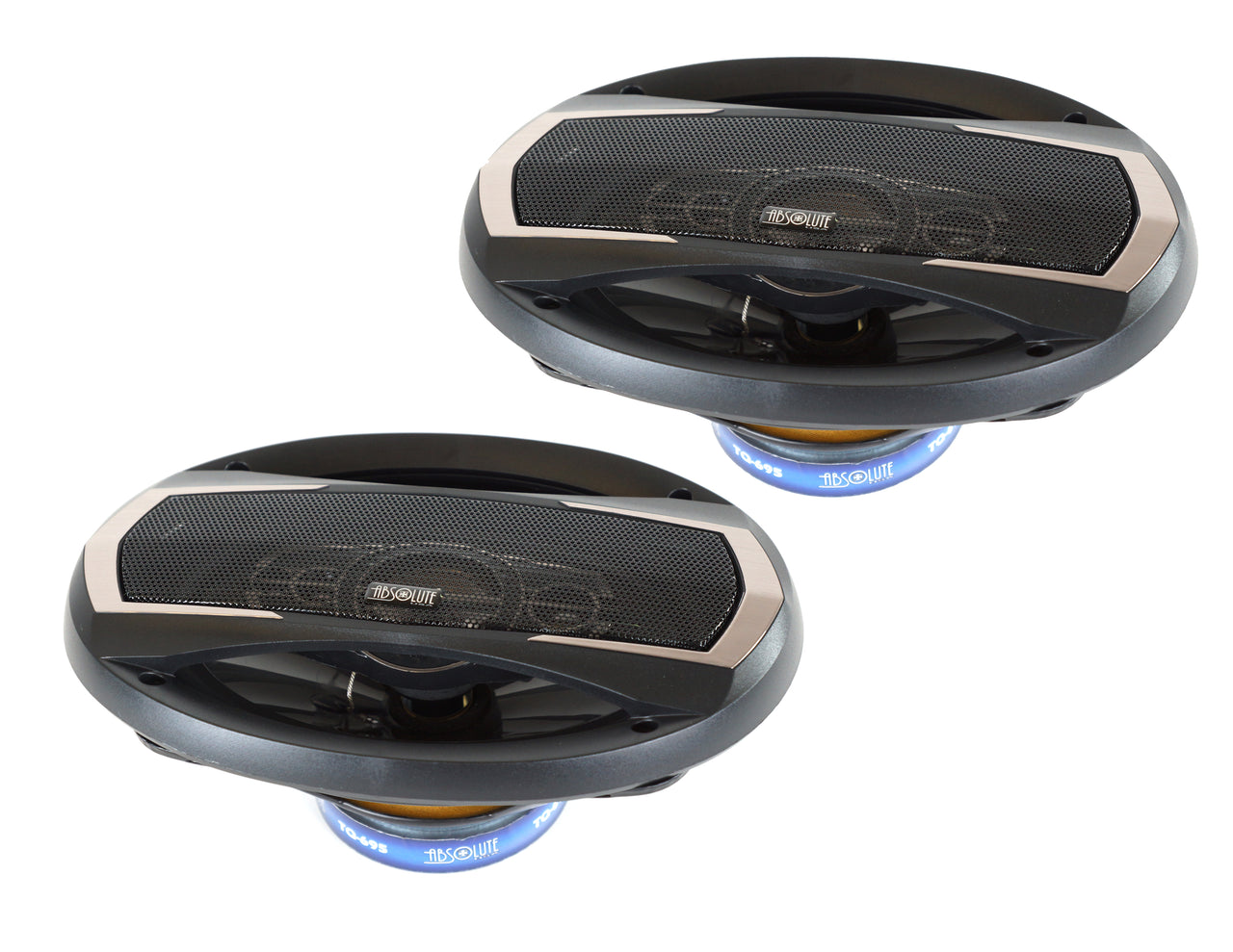 2 Absolute TQ-695 6x9" 5-Way Coaxial Car Speakers 600W Pair Carbon Fiber Cone Full-Range Audio Upgrade
