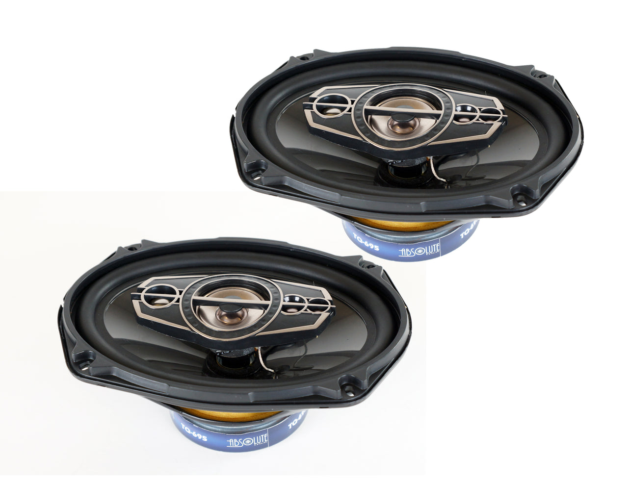2 Absolute TQ-695 6x9" 5-Way Coaxial Car Speakers 600W Pair Carbon Fiber Cone Full-Range Audio Upgrade