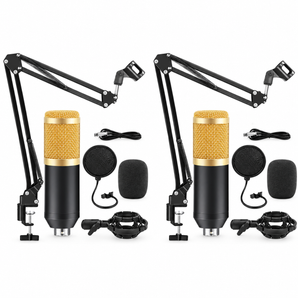 2 MR DJ CONDKIT5 Studio Condenser Microphone Arm Stand Pop Filter Foam Cap Kit Record Accessory