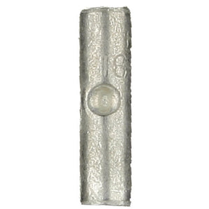 Install Bay UBBC uninsulated butt connector for 16-14 gauge wires, single connector, gray metal finish.