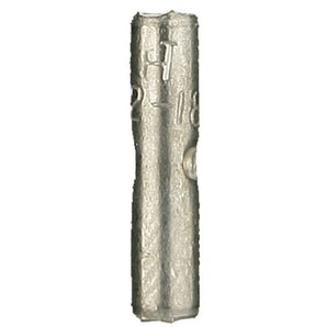 Close-up of Install Bay URBC uninsulated butt connector 22-18 gauge, ideal for connecting electrical wires.