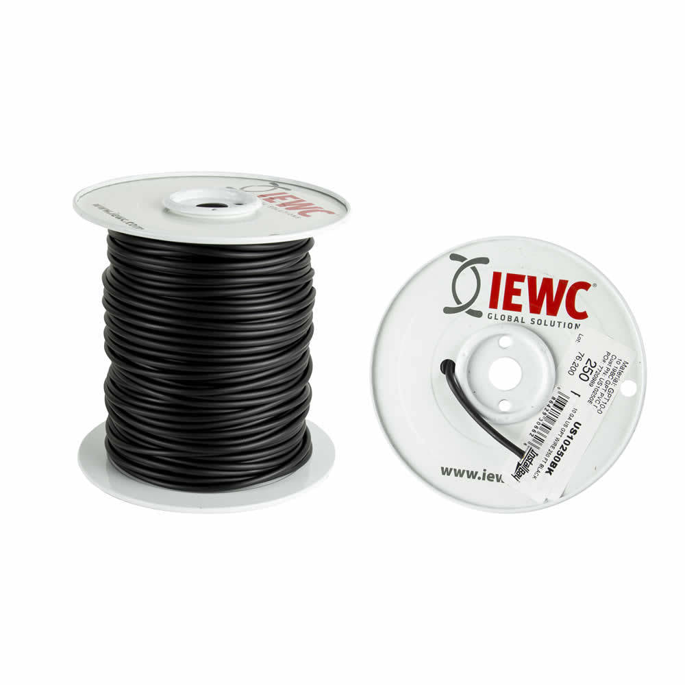 Install Bay US10250BK 10 GA US GPT All Copper Primary Wire Black - Coil of 250 Ft