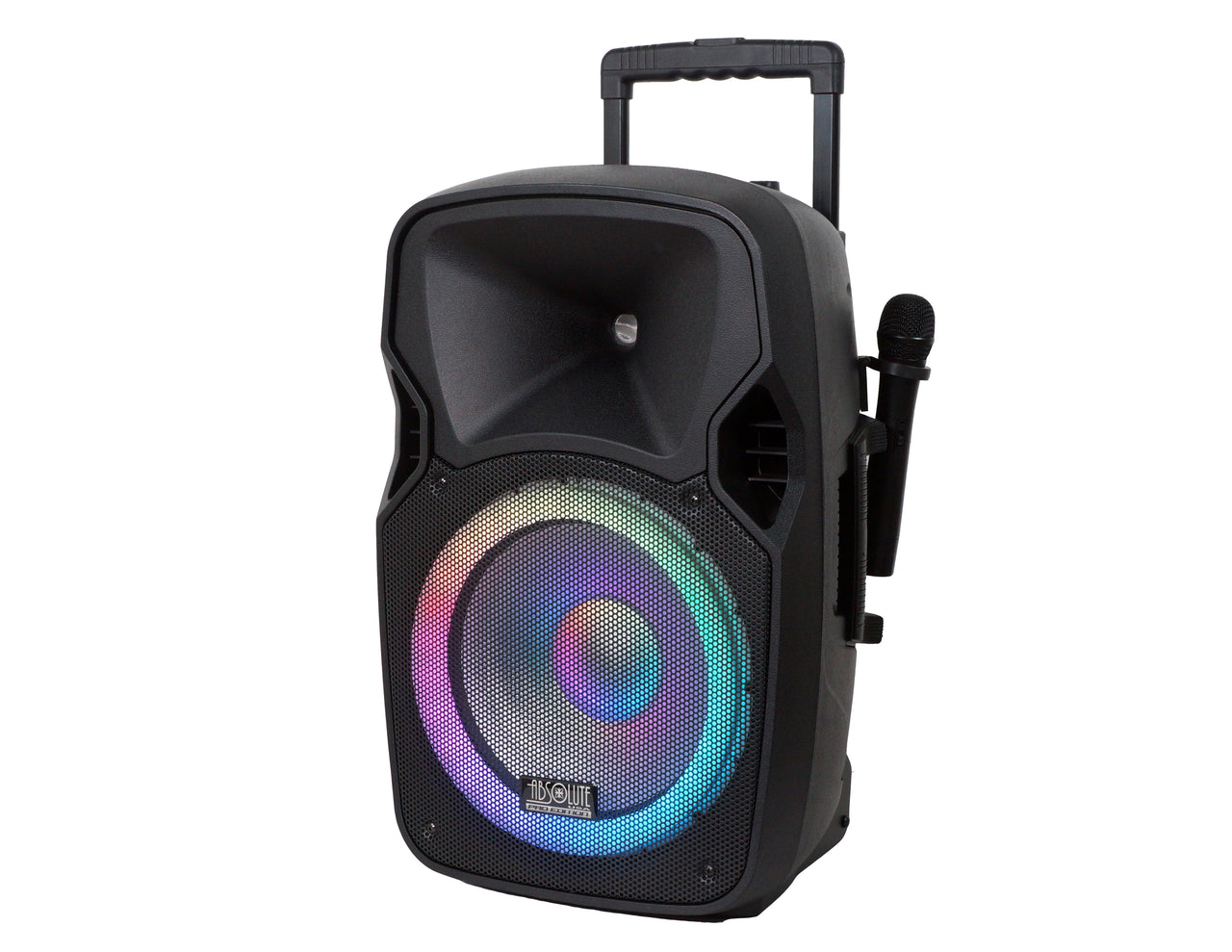 Absolute USPROBAT12 3000 Watts Professional 12" Speaker PA System 2 Wireless Mics Bluetooth Rechargeable