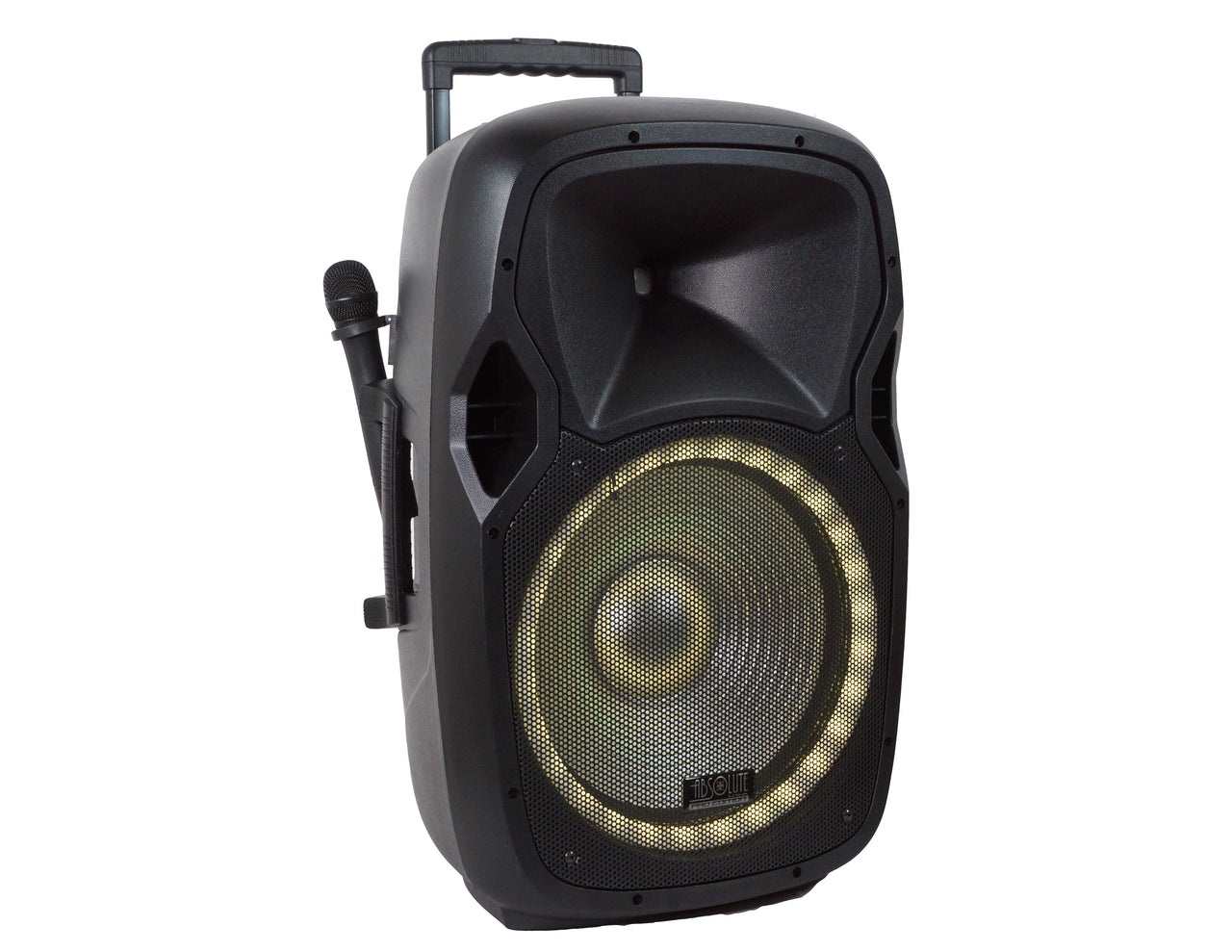 Absolute USA USPROBAT15 15" Wireless Portable PA Speaker System 3500W High Powered Bluetooth Indoor and Outdoor DJ PA Sound Stereo Loudspeaker USB SD MP3 AUX Input Flashing Party Light & FM Radio