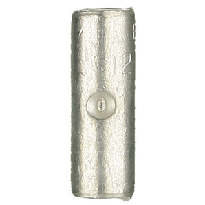 Uninsulated butt connector for 12-10 gauge wires, ideal for connecting multiple wires securely.