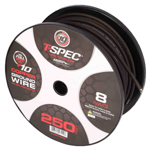 T-SPEC V10GW-8250 8 AWG 250ft Matte Black OFC Power Wire - v10 Series
