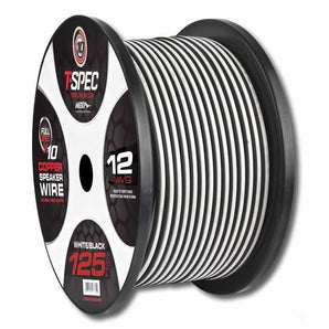 T-SPEC V10SW12125-WB 12 AWG 125 Ft White/Black OFC Speaker Wire - v10 Series