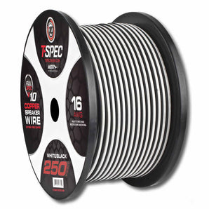 T-SPEC V10SW16250-WB 16 AWG 250 FT White/Black OFC Speaker Wire - v10 Series