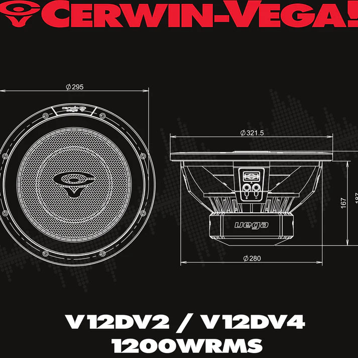 Cerwin-Vega V12DV4 3600W 12" Vega Series Dual 4-ohm Subwoofer
