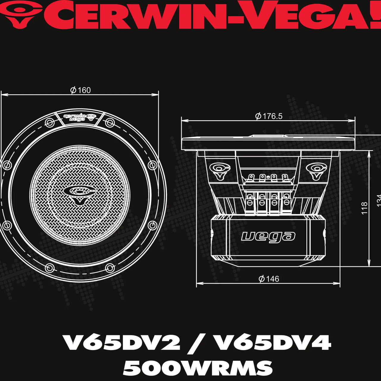 Cerwin Vega V65DV4 Vega 2025 Edition Subwoofer - 6.5"4Ω DVC Subwoofer