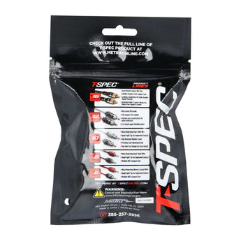 T-SPEC ring terminal package with product information and specifications, featuring various sizes and part numbers.