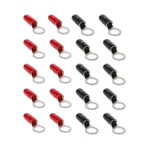 T-SPEC V8-RTN19-20 8 AWG 3/8IN Ring Terminal 20pk with red and black insulated connectors