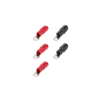  T-SPEC V8-RTN2 1/0 AWG 5/16IN ring terminal 5-pack with red and black nickel plated terminals