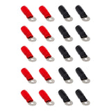 20 pack of T-SPEC V8-RTN8-20 4 AWG 1/4IN ring terminal in red and black colors.