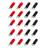  20 pack of T-SPEC V8-RTN8-20 4 AWG 1/4IN ring terminal in red and black colors.