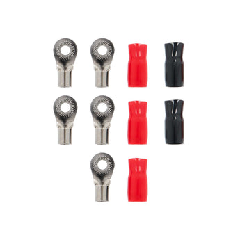  T-SPEC V8-RTN8 4 AWG 1/4IN Ring Terminal 5pk featuring red and black nickel plated ring terminals.