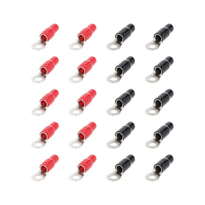 T-SPEC V8-RTN9-20 4 AWG ring terminal 20pk with red and black connectors arranged in a grid.