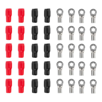 T-SPEC V8-RTN9-20 4 AWG ring terminal 20pk with red and black connectors arranged in a grid.