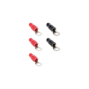 T-SPEC V8-RTN9 ring terminal pack featuring 4 AWG nickel plated terminals in red and black colors.