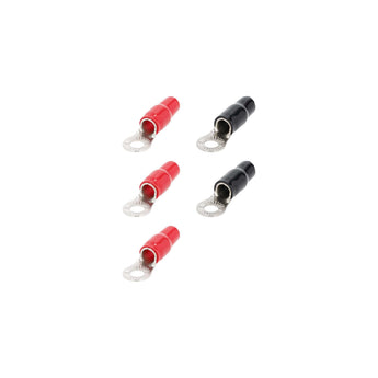 T-SPEC V8-RTN9 ring terminal pack featuring 4 AWG nickel plated terminals in red and black colors.