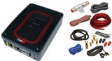 Cerwin Vega VPAS68 active subwoofer enclosure with amp kit components including wires and connectors.