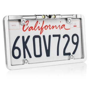 Boyo VTL275LTJ Ultra Slim Full-Frame License Plate Mounted Backup Camera with Trajectory Parking Lines and LED Lights