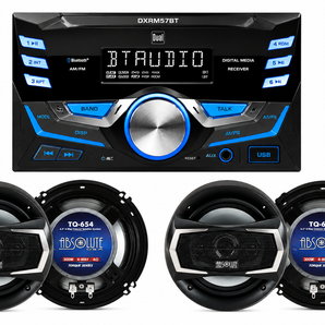 Dual XDM27BT Digital Media Receiver + 2 Absolute TQ654 6.5" 4-Way Car Speakers Package (Copy)