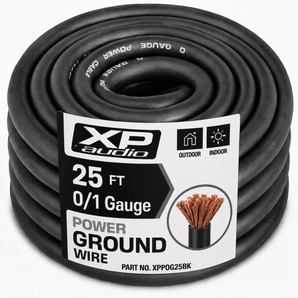 XP Audio X0G25BK 0 Gauge 25 FT Copper Mix Black Flex Power Wire Strands High Voltage Marine Cable
