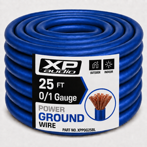 XP Audio 1/0 Gauge Blue 25ft Power/Ground Wire True Spec and Soft Touch Cable