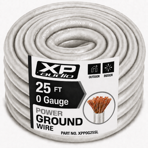 XP Audio XP0G-25S 25Ft True 1/0 Gauge Power Silver Wire Strand Cable 25' Ultra Flexible