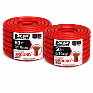2 XP Audio SPW-0-50RD 1/0 Gauge Red Power Ground Cable 50 FT-100 Feet Total