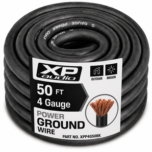 XP Audio X4G50BK 4 Gauge 50 FT CCA Black Flex Power Wire Strands High Voltage Marine Cable