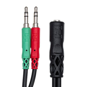 Hosa YMM-107 3.5mm TRRSF to Dual 3.5mm TRS Headset/Mic Breakout Cable