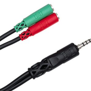 Hosa YMM-108 Headset/Mic Breakout Cable, 3.5 mm TRRS to Dual 3.5 mm TRSF