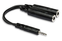 Thumbnail for Hosa YMP-233 Y Cable - 3.5mm TRS Male to Dual 1/4 inch TRS Female