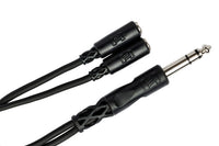 Thumbnail for Hosa YMP-234 Y Cable - 1/4 inch TRS Male to Dual 3.5mm TRS Female