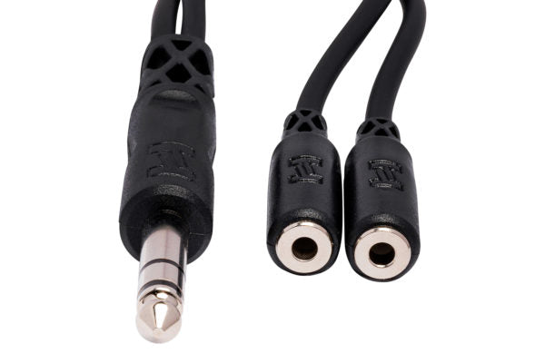 Hosa YMP-234 Y Cable - 1/4 inch TRS Male to Dual 3.5mm TRS Female