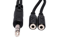 Thumbnail for Hosa YMP-234 Y Cable - 1/4 inch TRS Male to Dual 3.5mm TRS Female