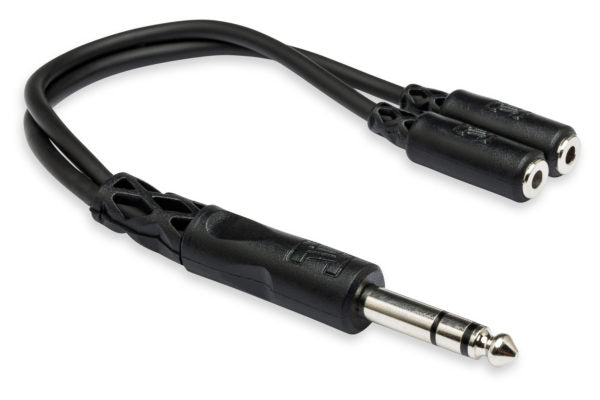 Hosa YMP-234 Y Cable - 1/4 inch TRS Male to Dual 3.5mm TRS Female