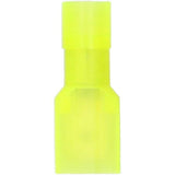 Install Bay YNMD250F Yellow Nylon Male Quick Disconnect 12-10 Gauge .250 connector in bright yellow color.