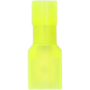 Install Bay YNMD250F Yellow Nylon Male Quick Disconnect 12-10 Gauge .250 connector in bright yellow color.