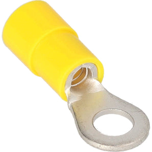Yellow nylon ring terminal for 12-10 gauge wires, perfect for electrical connections