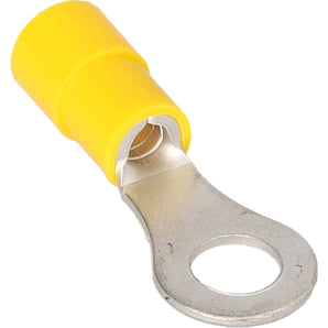Install Bay YNRT14 yellow nylon ring terminal 12-10 gauge with metal crimp ring.